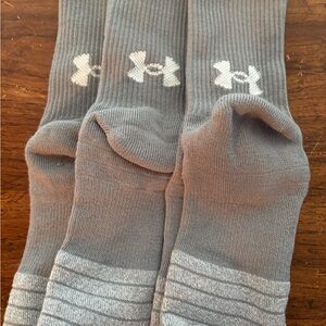 Under Armour Men's Light Gray Athletic Crew Socks with White Logo - 3 Pack